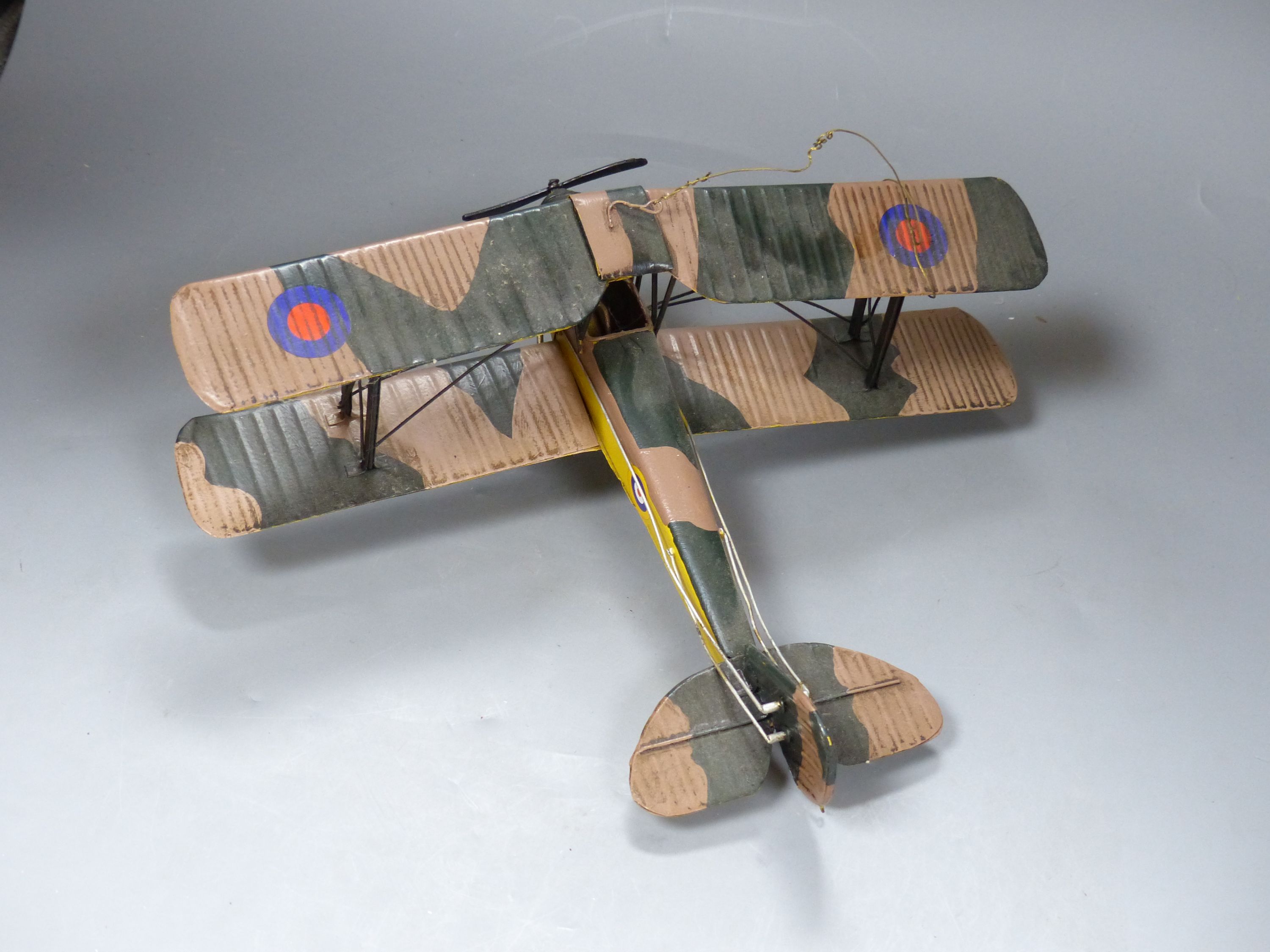 Model of a seaplane and one of a bi-plane